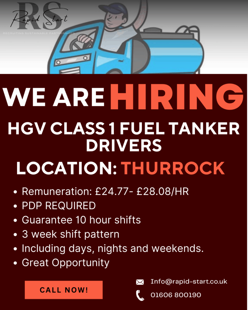 Thurrock hgv fuel tanker driver agency fuel work recruitment 